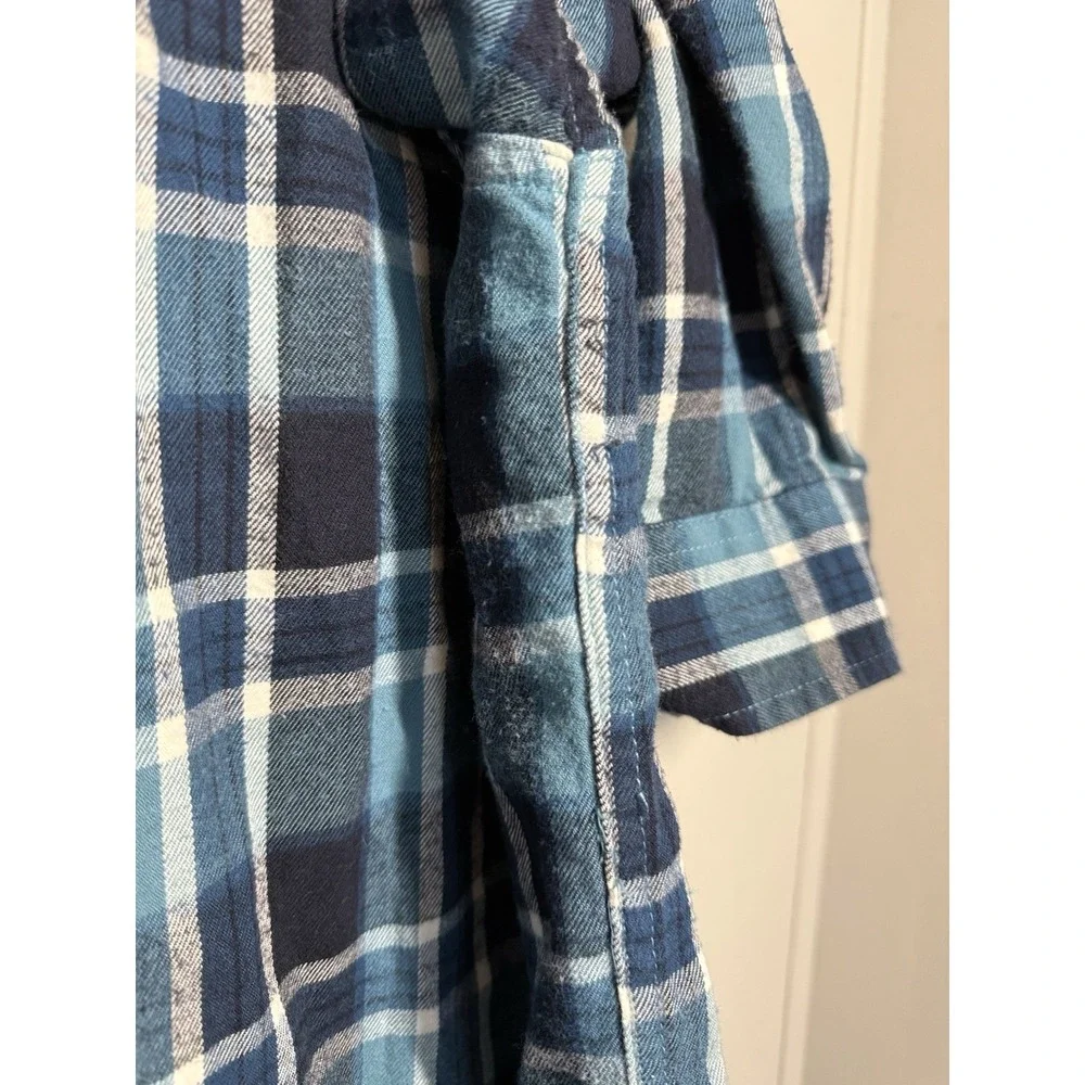 The North Face Flannel Button Up Shirt Men's Size 2XL Blue Plaid Long Sleeve